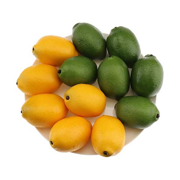 Gresorth 12pcs Yellow &amp; Green Artificial Lifelike Simulation Lemon Fake Fruit Home Kitchen Cabinet Decoration