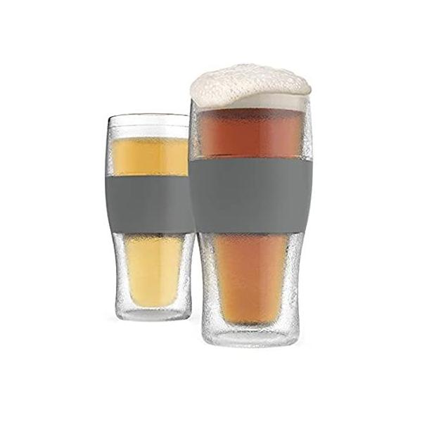 Host Freeze Beer Glasses, 16 ounce Freezer Gel Chiller Double Wall Plastic