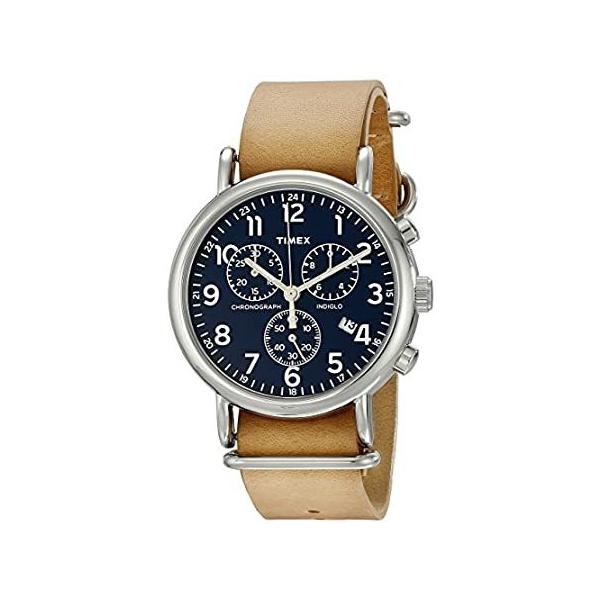 �r���v Timex Unisex TW2P62300 Weekender Chrono Tan Double-Layered Leather Slip-Thr