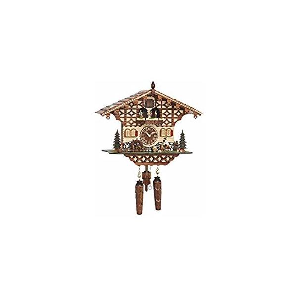 Trenkle Quartz Cuckoo Clock Black Forest House with Moving Wood Chopper and