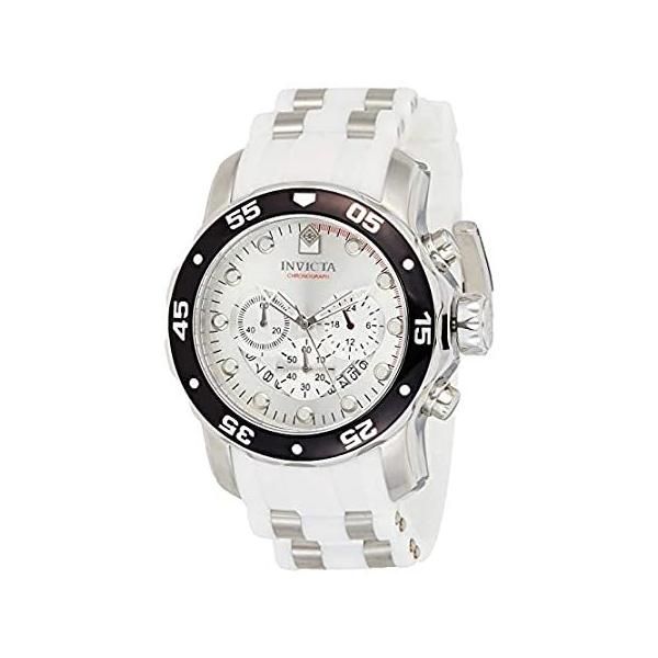 �r���v Invicta Men's Pro Diver 48mm Stainless Steel and White Silicone Chronograph