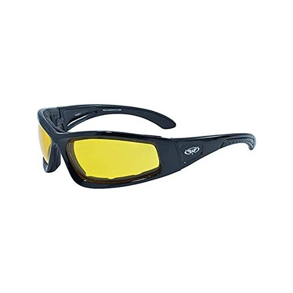 Global Vision Triumphant Padded Motorcycle Sunglasses Gloss Black Frames Ye
