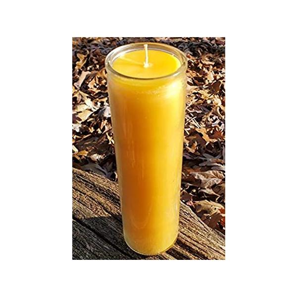 Beeswax Glass Vigil Candle Prayer Meditation Candle Burns up to 100 Hours G sAi