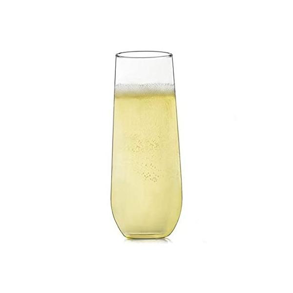 Libbey Stemless Flute Wine Glasses, Set of 12, Clear, 8.5 oz / 251 mL