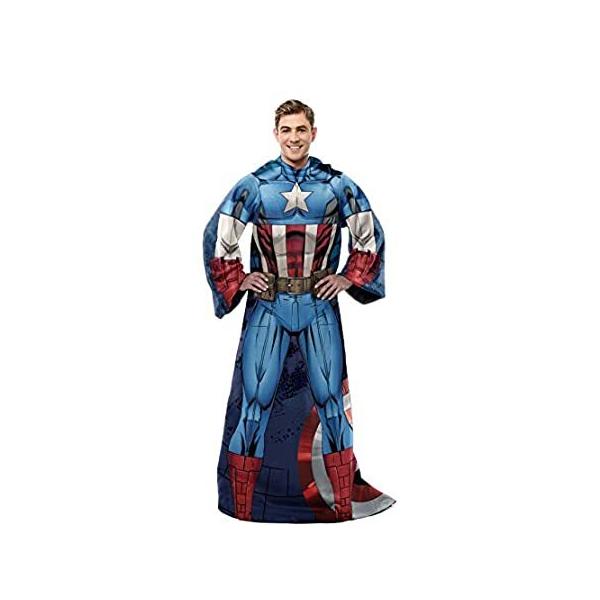 Marvel Comfy Throw Blanket with Sleeves, Adult-48 x 71 Inches, Captain Amer