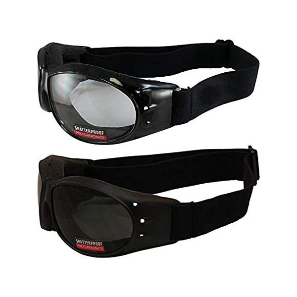 Global Vision Eliminator Black Frame Padded Motorcycle Goggles Clear &amp; Supe