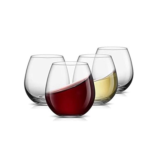 JoyJolt Spirits Stemless Wine Glasses 440ml, Set of 4 Wines Glasses sAi