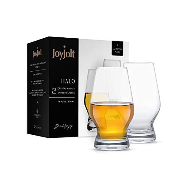 JoyJolt Halo Crystal Whiskey Glasses, Set of 2. Perfect Whisky Glass or Sco sAi