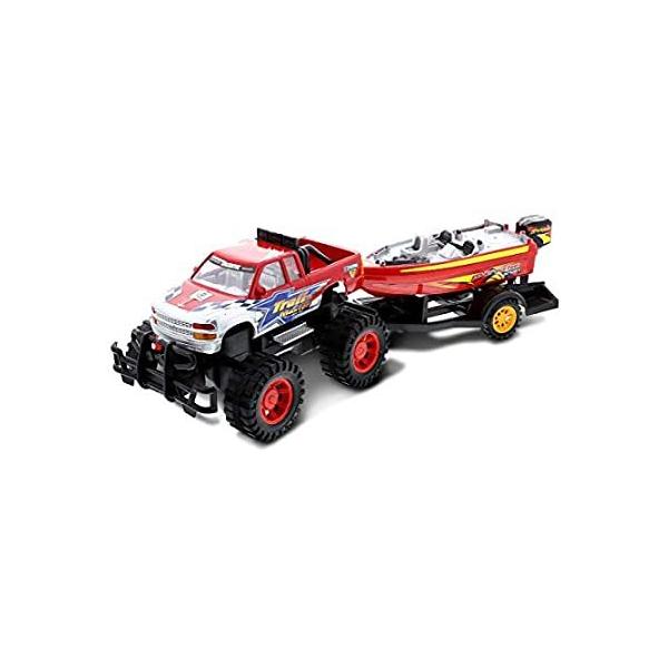 Mozlly Red Monster Truck with Boat Powerful Red Monster Truck with Boat - V sAi