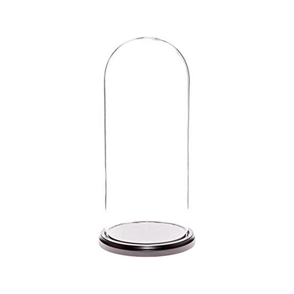 (Black Wood Base) - Plymor Brand 14cm x 33cm Glass Display Dome Cloche (Bla