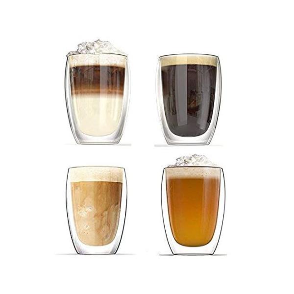 NDHT Pack of 4 Heat resistant double-layer Thermo Glass Latte Coffee Glasse