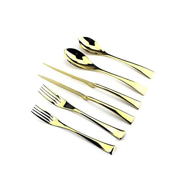 uniturckyXeXX`[Mirror Polished Flatware Set 4 S[h kkgold6x4 sAi