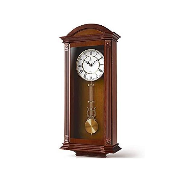 Pendulum Wall Clock, Silent Decorative Wood Clock With Swinging Pendulum, B