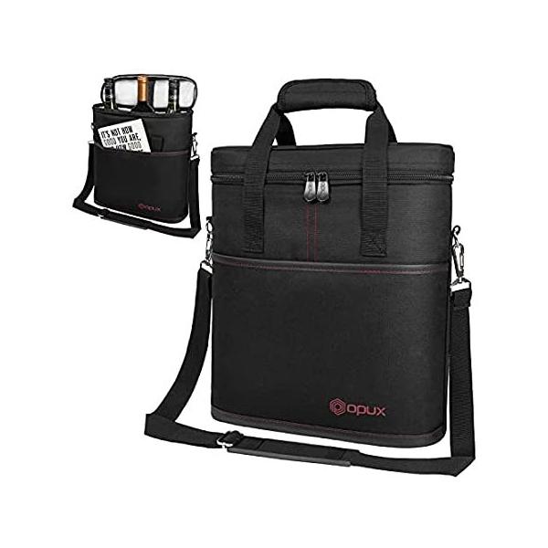 OPUX Premium Insulated 3 Bottle Wine Carrier Tote Bag | Wine Travel Bag wit