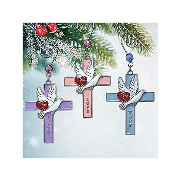 Christian Ornament�Z�b�g&amp;#xA0;&amp;#x2013;&amp;#xA0;�Z�b�gof 3�@���N���XOrnaments with Doves and Faith�z�b�vand Lo