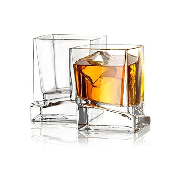 JoyJolt Carre Square Scotch Glasses, Old Fashioned Whiskey Glasses 300ml, U