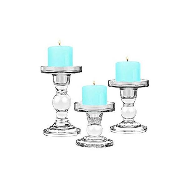 (Clear) - CYS EXCEL Candle Holder Set for Pillar and Taper Candles Bubble S