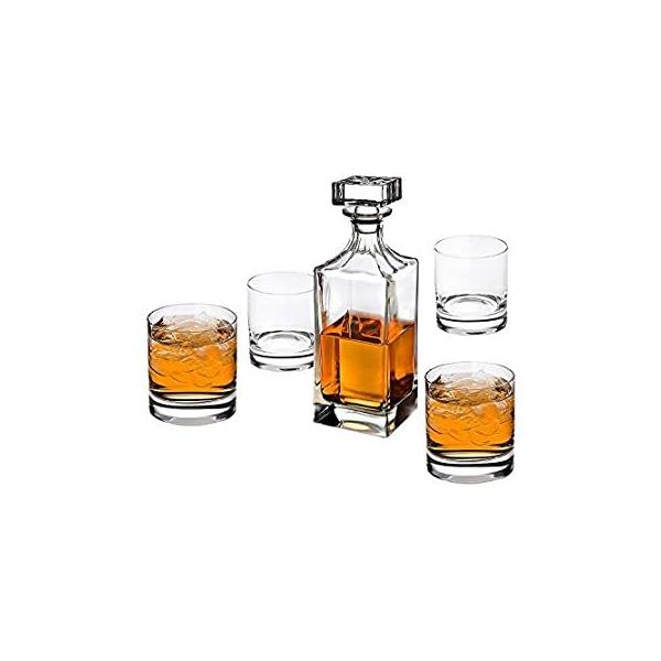 Godinger Glass 5-Piece Social Whiskey Decanter and Double Old Fashioned Set