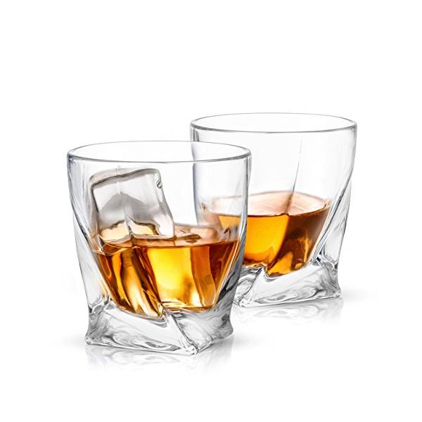 JoyJolt Atlas Crystal Whiskey Glasses, Old Fashioned Whiskey Glass 10.8 Ounce, Ultra Clear Crystal Scotch Glass for Bourbon and Liquor Set Of 2 crysta
