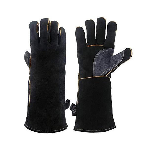 KIM YUAN Extreme Heat/Fire Resistant Gloves Leather with Kevlar Stitching, Mitts Perfect for Welding/Oven/Grill/BBQ/Mig/Fireplace/Stove/Pot