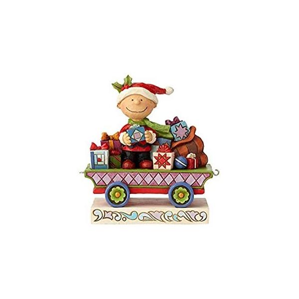 Enesco Peanuts by Jim Shore Charlie Brown Christmas Train Figurine, 4.72 In