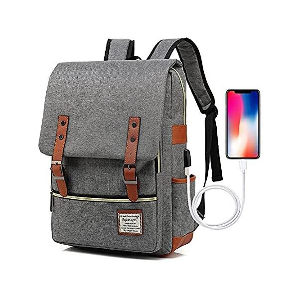 �����b�N UGRACE Vintage Laptop Backpack with USB Charging Port, Elegant Water Resist