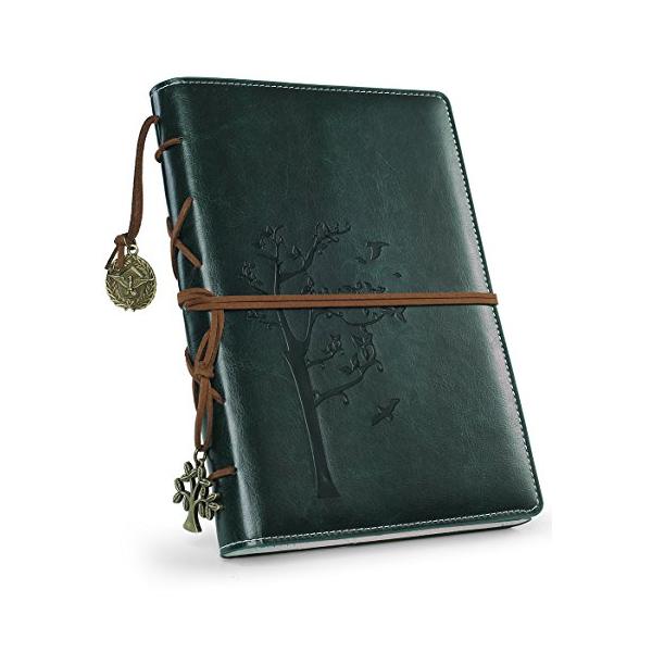 Refillable Writing Journals,Vintage Faux Leather Bound Notebook for Women with Lined Paper,Daily Use Gifts for Teachers/Girls/Travelers/Bloggers-Tree