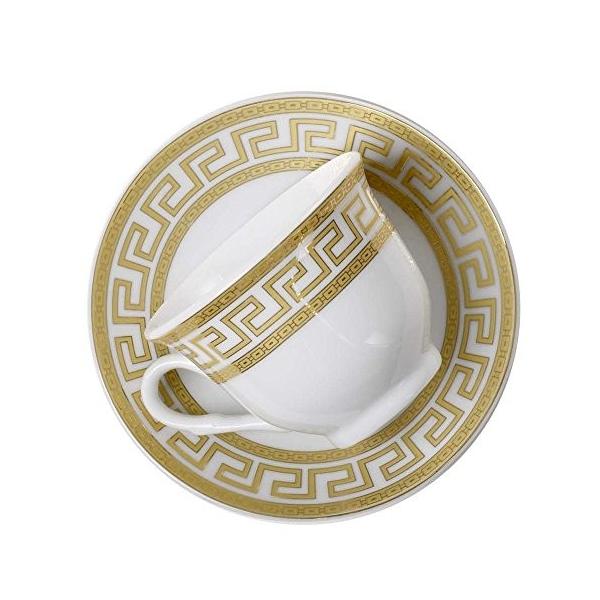 Euro Porcelain 12-Pc. 'Golden Greek Key' Tea Cup Coffee Set, Premium Bone China, 24K Gold-Plated, Complete Service for 6