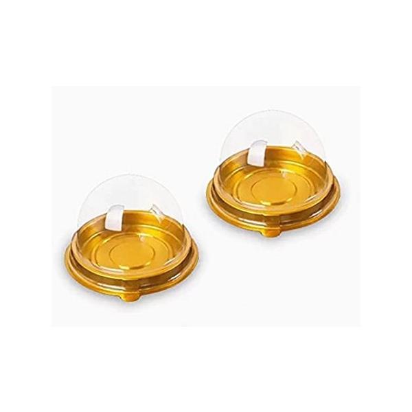 (100 pieces gold) - Hewnda 100 pieces 5.1cm of transparent plastic mini cak