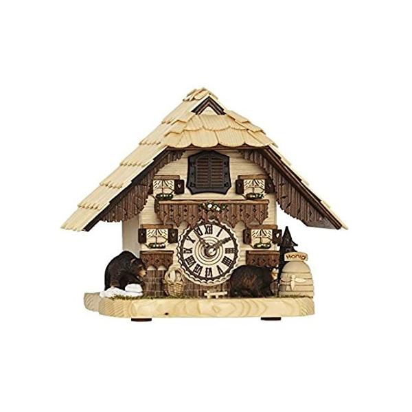 Hermle BENDORF Tabletop Quartz Cuckoo Clock with Two Carved Bears 66000 Tre