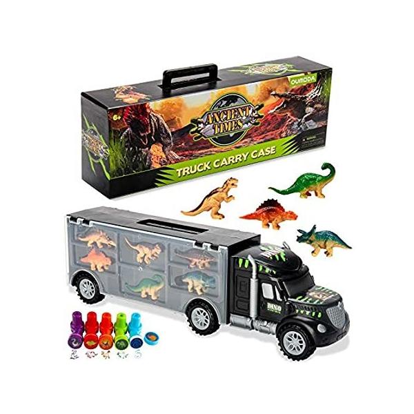 Oumoda Dinosaur Truck, Dinosaurs Transport Car Carrier Truck Toy with 6 Din ���s�A���i