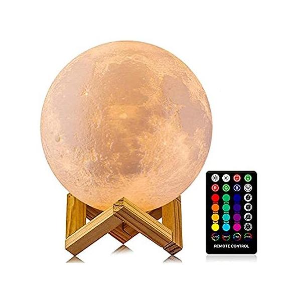 Moon Lamp, LOGROTATE 16 Colors LED Night Light 3D Printing Moon Light with