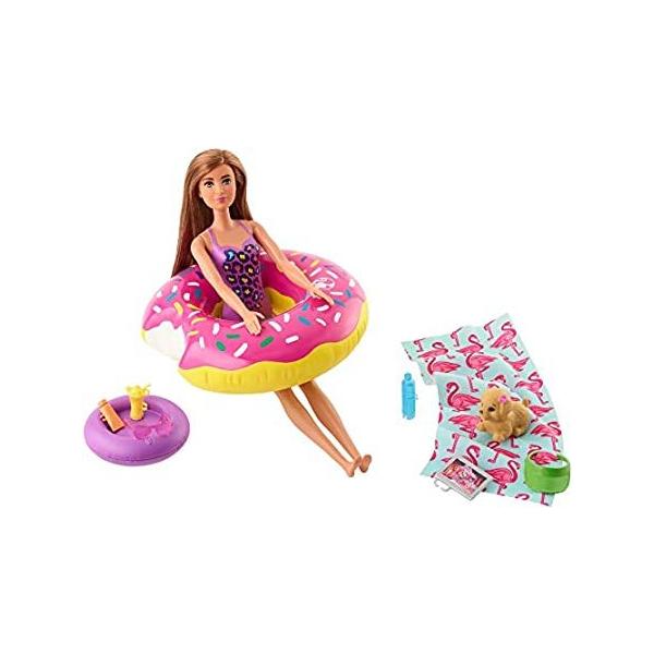 Barbie Outdoor Furniture Set with Donut Floatie (Really Floats), Water-Squi