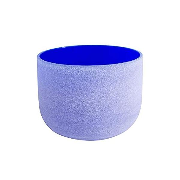 Frosted G Note Throat Chakra Blue Quartz Crystal Singing Bowl 8 inch mallet