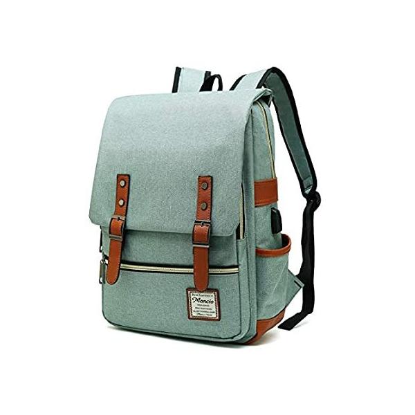 bN MANCIO Slim Laptop Backpack with USB Charging Port,Vintage Tear Resistant B