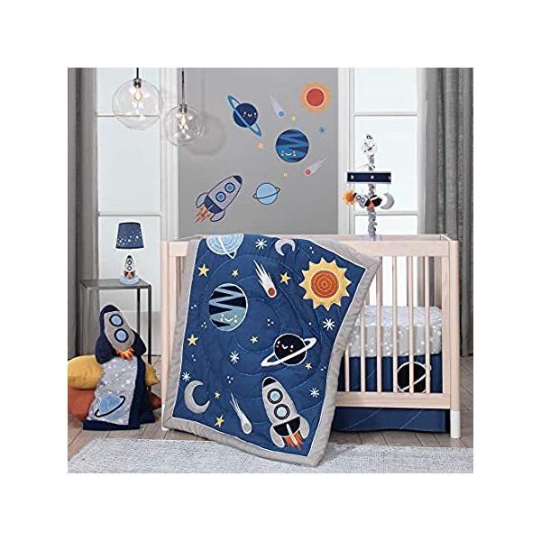 Lambs &amp; Ivy Milky Way Space Galaxy 4-Piece Baby Nursery Crib Bedding Set -