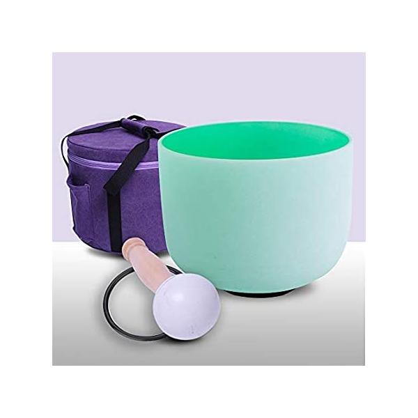 ENERGYSOUND 432Hz F Note Heart Chakra Green Color Frosted Quartz Crystal Si