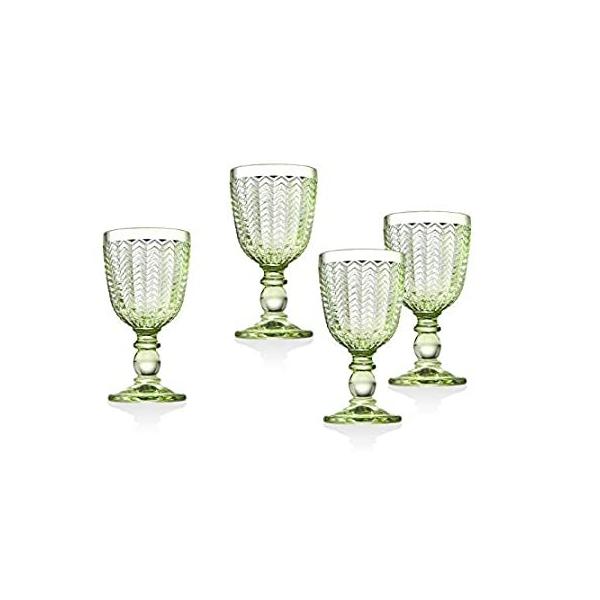 Twill White Wine Goblet Beverage Glass Cup by Godinger - Emerald Green - Se