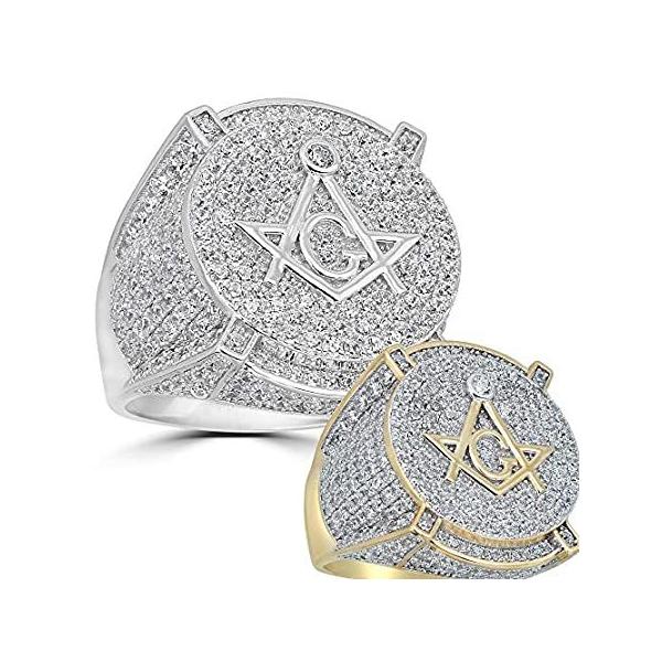 Harlembling Real Solid 925 Silver Mens Freemason Masonic Ring - Sizes 7-13