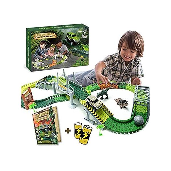 JITTERYGIT Dinosaur Train Track Toy | Jurassic Escape World | Build An Adve ���s�A���i