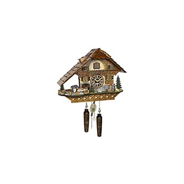 Trenkle Quartz Cuckoo Clock Black Forest House with Moving Train, with Musi