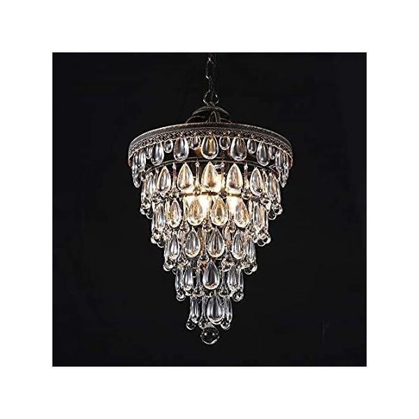 Wellmet 14 Inch Crystal Chandelier,Farmhouse Bronze Bathroom Chandeliers,4-