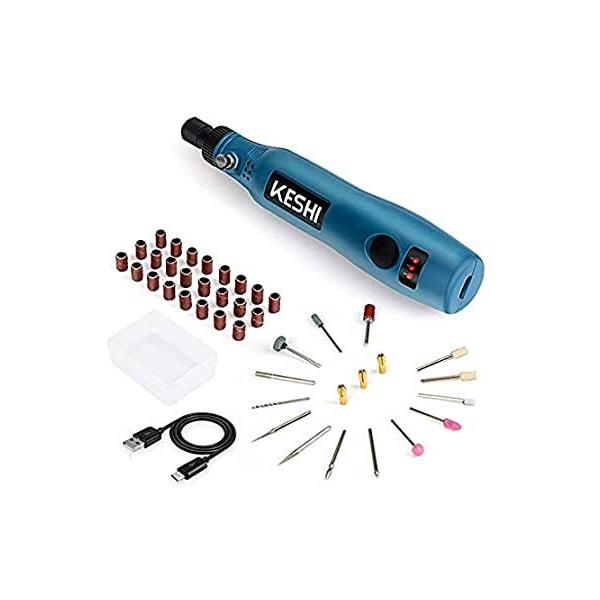 KeShi Cordless Rotary Tool, Upgraded 3.7V Li-ion Rotary Accessory Kit with