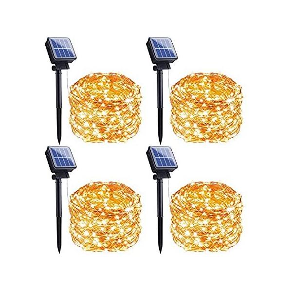 Outdoor Solar String Lights, 4 Pack 33 Feet 100 LED Solar Powered Fairy Lig