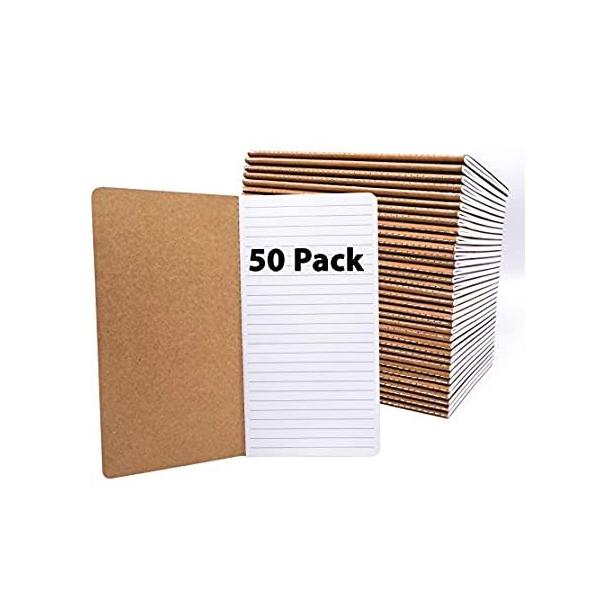 50 Pack Journal Notebook - Pocket Journals Bulk - Bulk Kraft Notebooks - Li