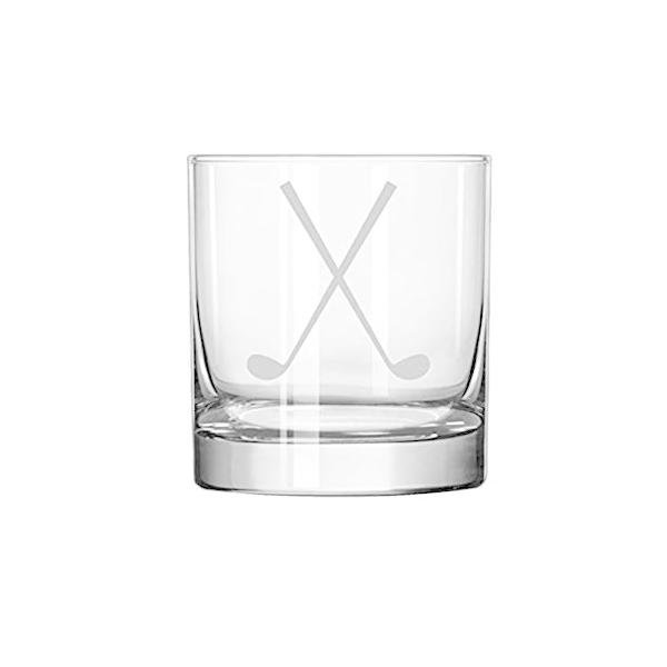 11 oz Rocks Whiskey Highball Glass Crossed Golf Clubs