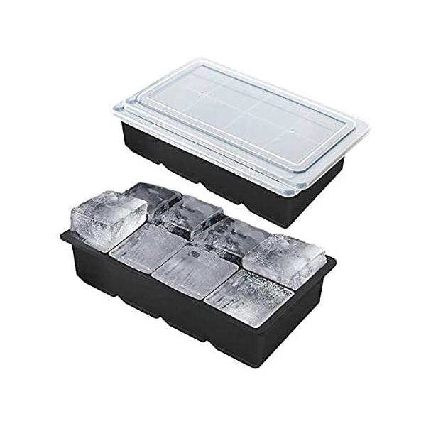 Large Ice Cube Trays with Lid for Whiskey 8 Cavity Silicone Large Ice Cube