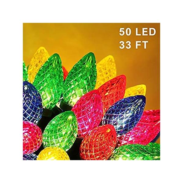 Twinkle Star C9 Christmas String Lights, 50 LED 33ft Outdoor Fairy Lights w