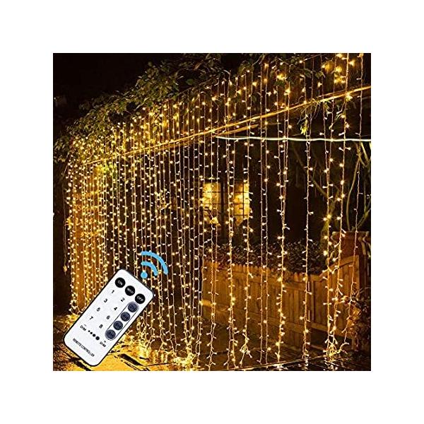 MAGGIFT 304 LED Curtain String Lights, 9.8 x 9.8 ft, 8 Modes Plug in Fairy