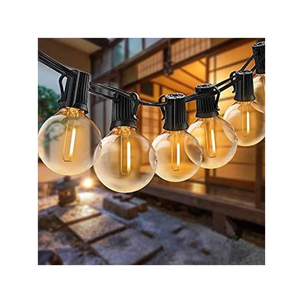 Quntis LED Outdoor String Lights - Waterproof 32FT G40 Globe String Lights